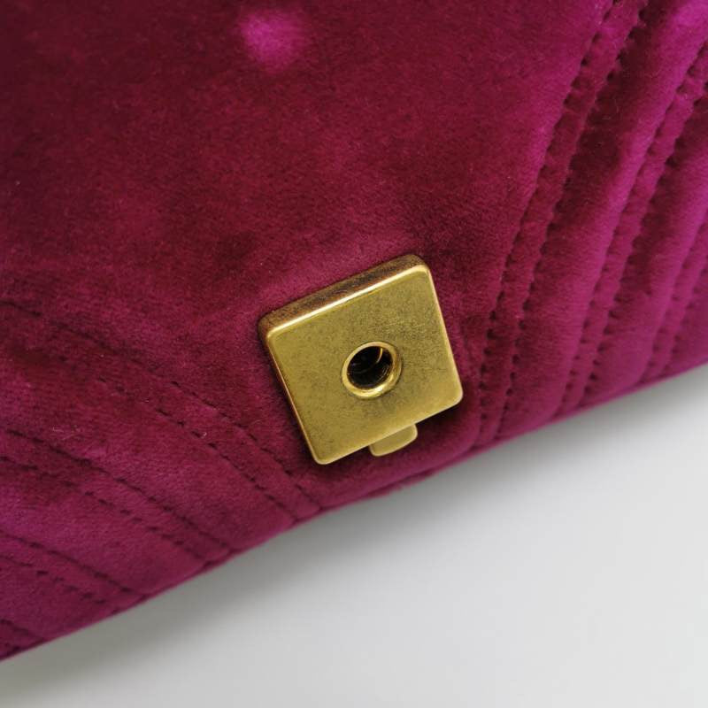 Gucci Marmont Mini Flap Pink Velvet Handbag