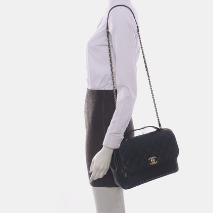 Chanel Business Affinity Large Black Caviar Leather Top Handle Crossbody Bag