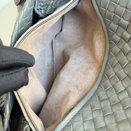 Bottega Veneta Cesta Shopper Tote Nappa Intrecciato Leather Grey Small