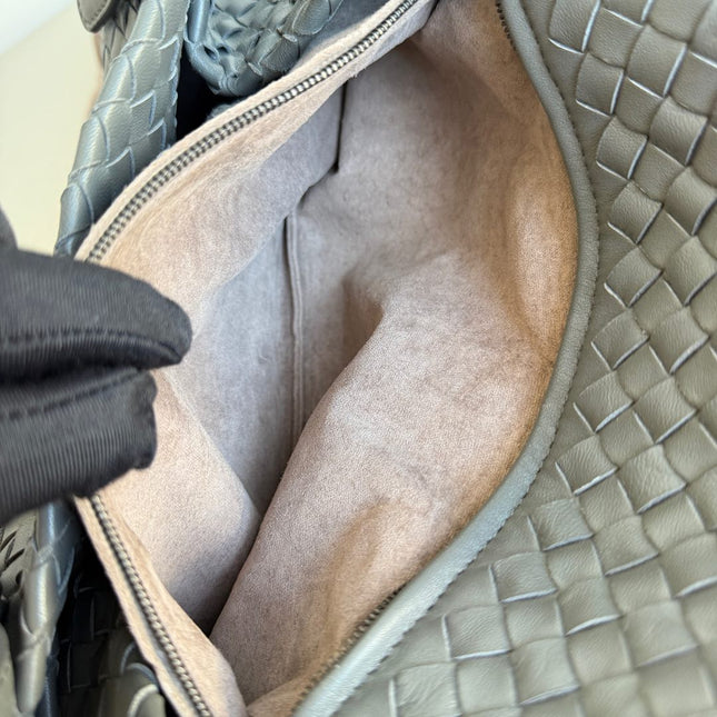 Bottega Veneta Cesta Shopper Tote Nappa Intrecciato Leather Grey Small
