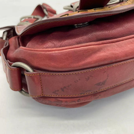 Dior Vintage Gaucho Large Red Leather Crossbody Bag