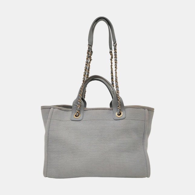 Chanel Deauville Tote Medium Grey Denim Top Handle