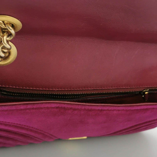 Sold Gucci Marmont Mini Flap Pink Velvet Handbag