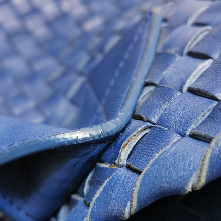 Bottega Veneta Cabat Small Intreccio Leather Tote Bag Navy Blue