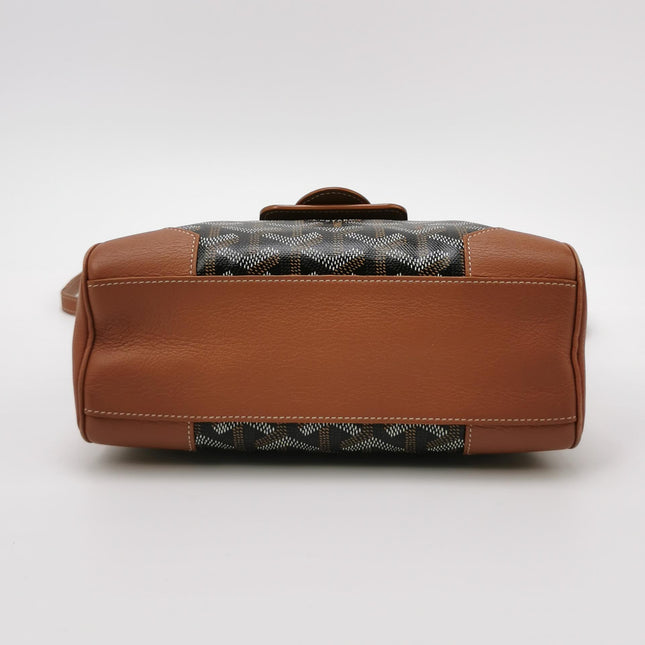 Goyard Saigon Mini Brown Canvas and Leather Wooden Top Handle Crossbody Bag