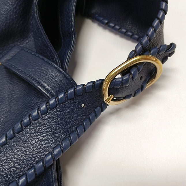 Gucci Jackie Soft Large Navy Leather Shoulder Bag With Strap