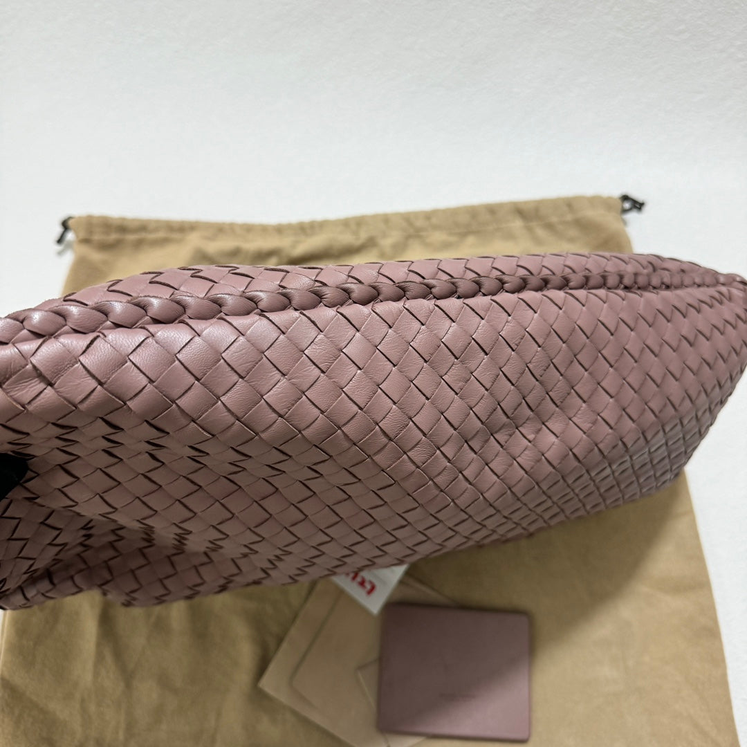 Sold Bottega Veneta Belly Hobo Intrecciato Lambskin Leather Nude Purple Medium 40cm