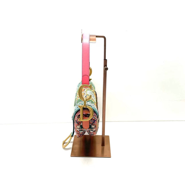 Dior In Lights Saddle Medium Multicolor Beads and Calfskin Leather Shoulder Bag