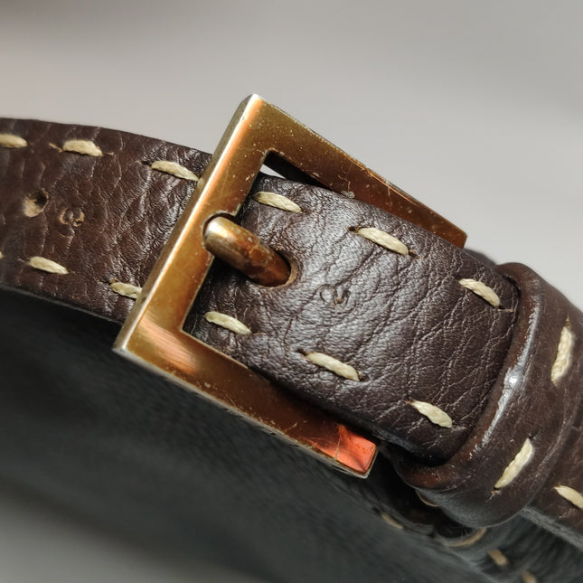 Fendi Baguette Selleria Calfskin Leather Brown Shoulder Bag