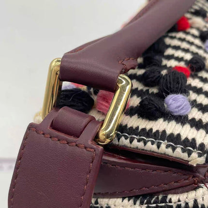 Loewe x Albers Puzzle Small Multicolor Woven Wool and Leather with Pompoms Crossbody Bag