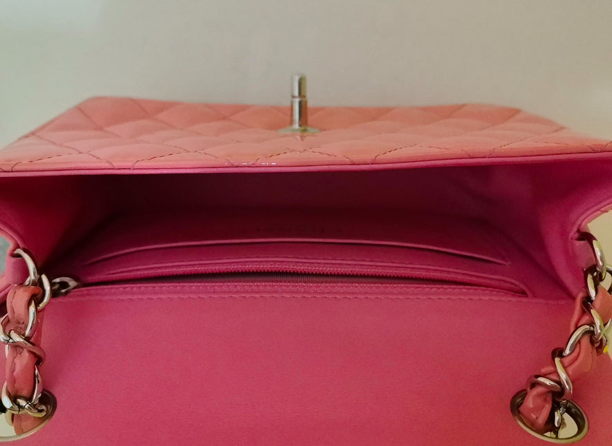 Sold Chanel Classic Flap Mini Pink Patent Leather Silver Hardware, 2015-2016