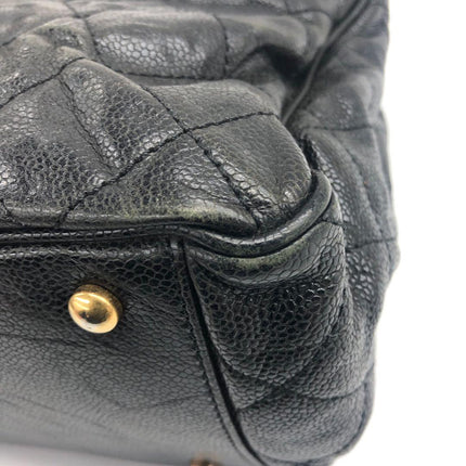 Chanel Shiva Tote Black Quilted Shiny Caviar Leather Gold Hardware