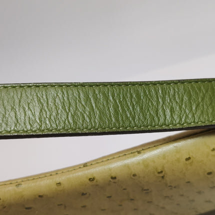 Dior Vintage Double Saddle Green Ostrich Leather Gold Hardware