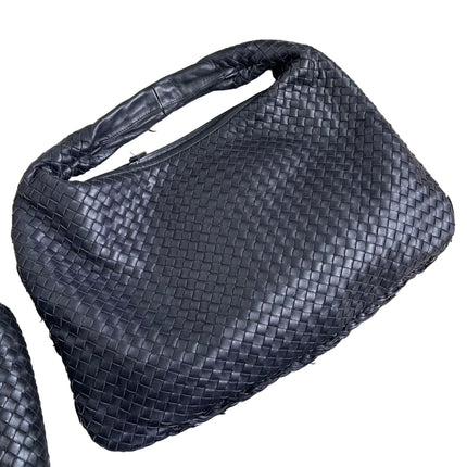Bottega Veneta Veneta Hobo Dark Navy Intreciatto Leather Bag Large 47cm