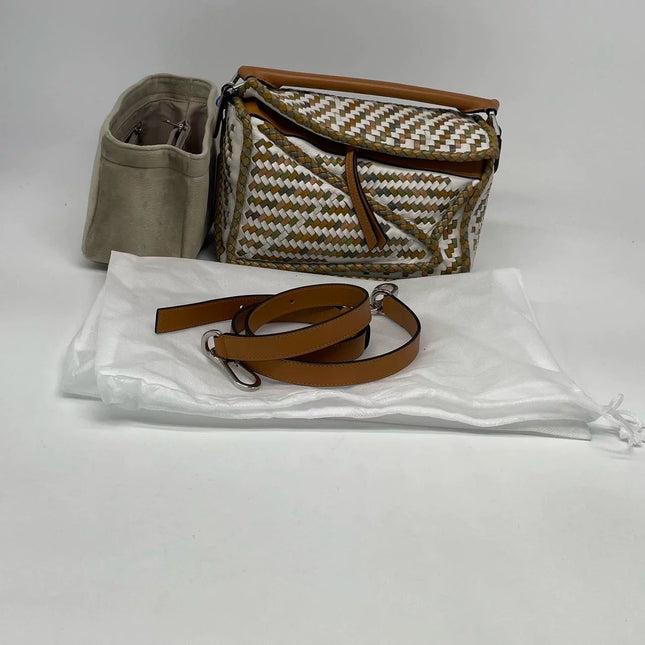 Loewe Puzzle Small Leather Woven Braided Multicolor Crossbody Bag