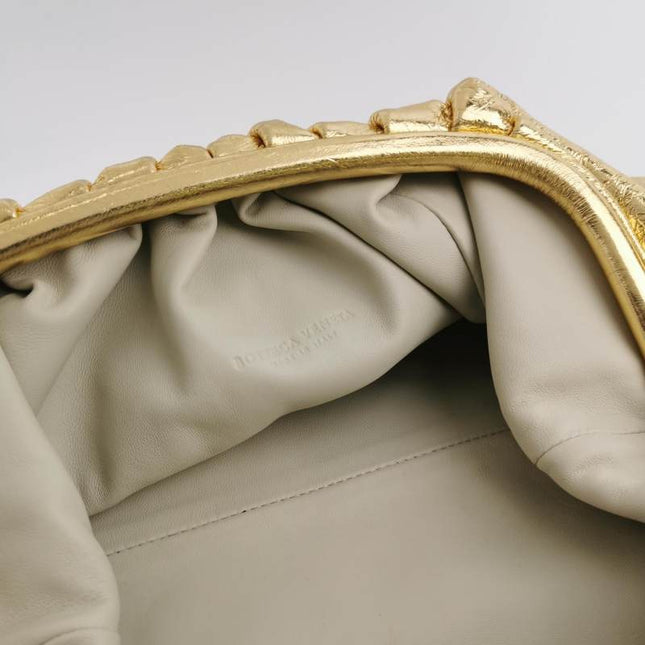 Sold Bottega Veneta Pouch Large Metallic Gold Wrinkled Leather