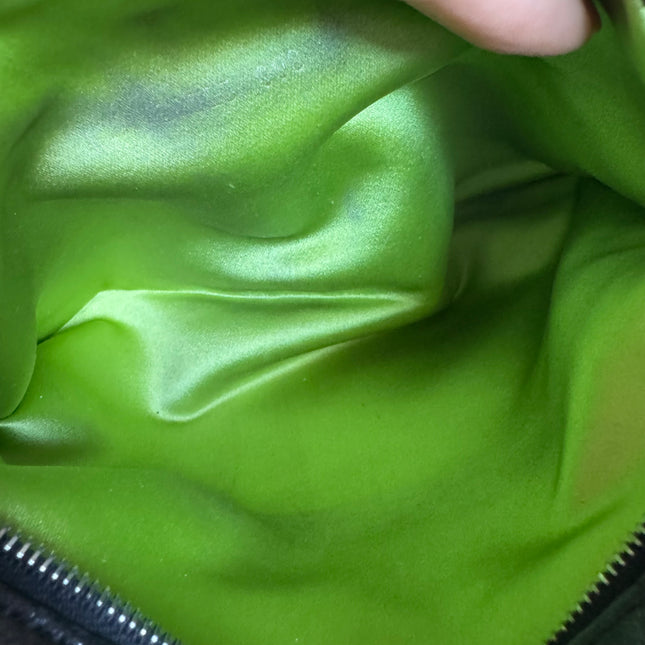 Fendi Mamma Baguette Black Lambskin Leather Green Enamel Buckle