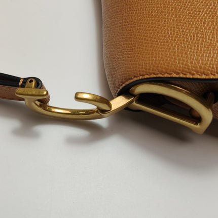Dior Saddle 2021 Medium Tan Brown Grained Calfskin Leather Bag
