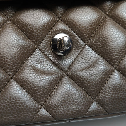 Chanel Classic Flap Jumbo 2012 Coffee Brown Caviar Leather Double Flap Silver Hardware