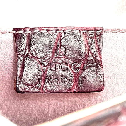 Gucci Jeweled Dragon Bag Purple Crocodile and GG Velvet Bamboo Chain Strap Shoulder Bag