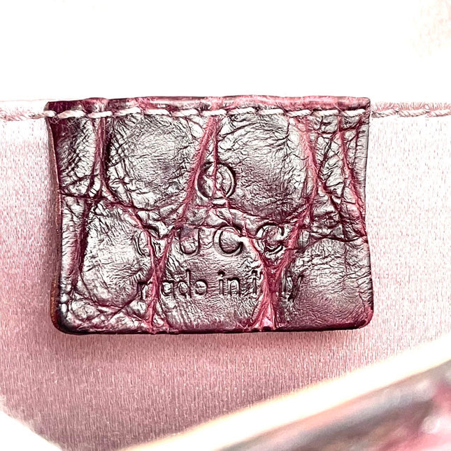 Gucci Jeweled Dragon Bag Purple Crocodile and GG Velvet Bamboo Chain Strap Shoulder Bag