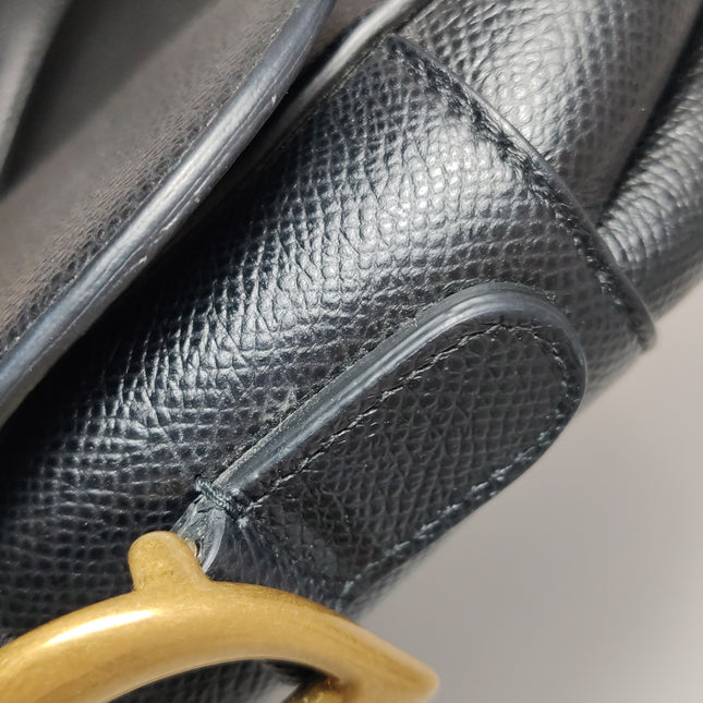 Dior Saddle 2020 Medium Grained Calfskin Leather Bag Black
