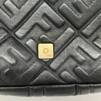 Sold Fendi Baguette Black Leather 3D FF Motif Crossbody bag Medium
