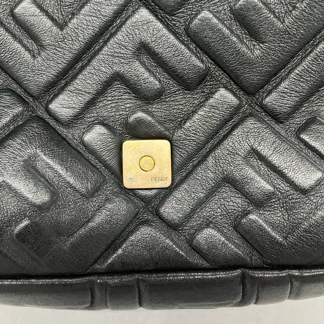 Sold Fendi Baguette Black Leather 3D FF Motif Crossbody bag Medium