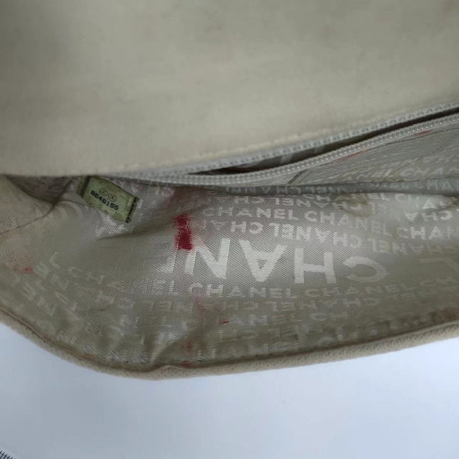 Chanel Ivory Jersey Evening Bag with Mirrored Pyramid Studs Ice Cube Chocolate Bar Shoulder Bag