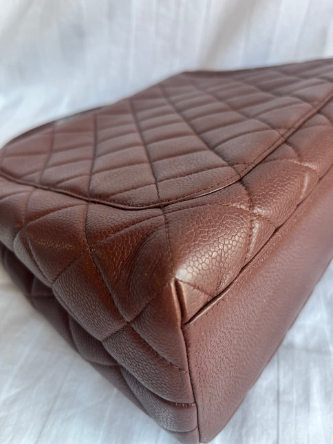 Chanel Vintage Top Handle Kelly Dark Caramel Flap Bag Caviar Leather 24k Gold Plated Hardware, 1996-1997