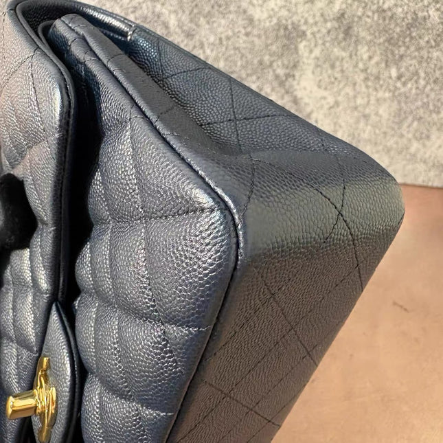 Chanel Classic Flap Small Navy Caviar Leather Gold Hardware, 2021