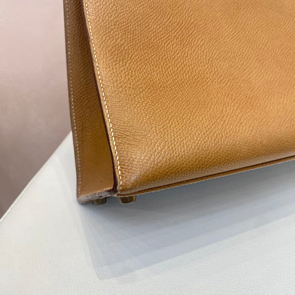 Hermes Kelly 32 Sellier Vintage Gold Epsom Leather Gold Hardware With Strap 1990