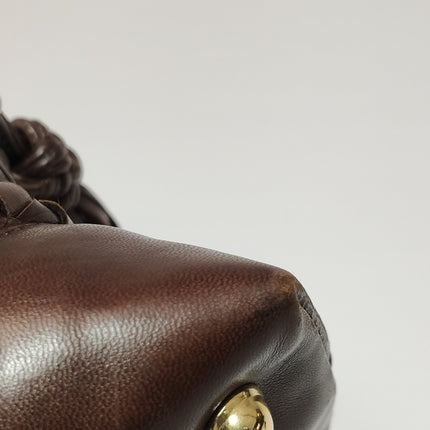 Bottega Veneta Top Handle Bowling Bag Dark Chocolate Brown Intrecciato Leather