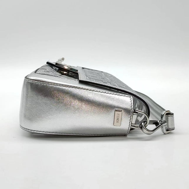 Sold Fendi Baguette Fendi x Nicki Minaj Silver PVC and Leather with Glitter Sequins Crossbody Bag