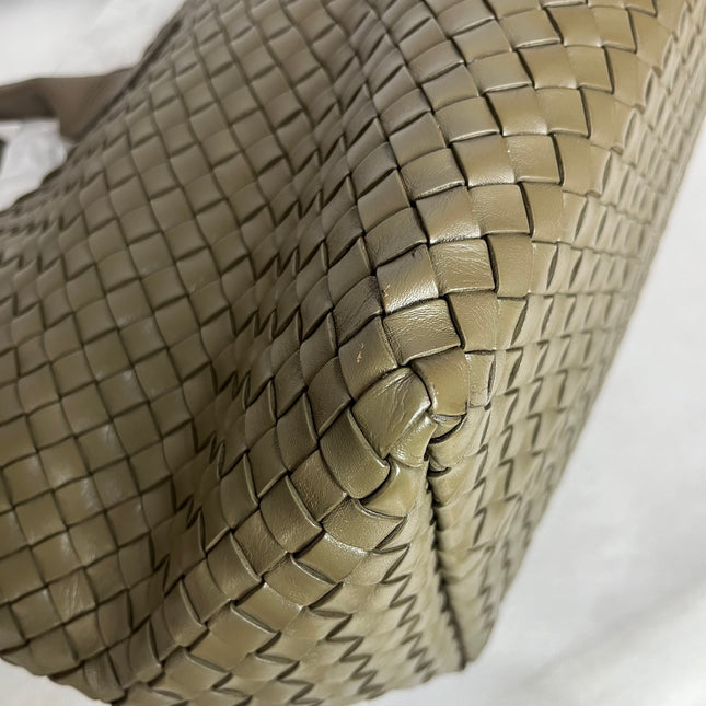 Bottega Veneta Cabat Large Intreccio Leather Tote Bag Dark Olive Green