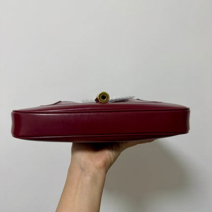 Gucci Jackie 1961 Small Burgundy Red Leather Bag with Adjustable Strap