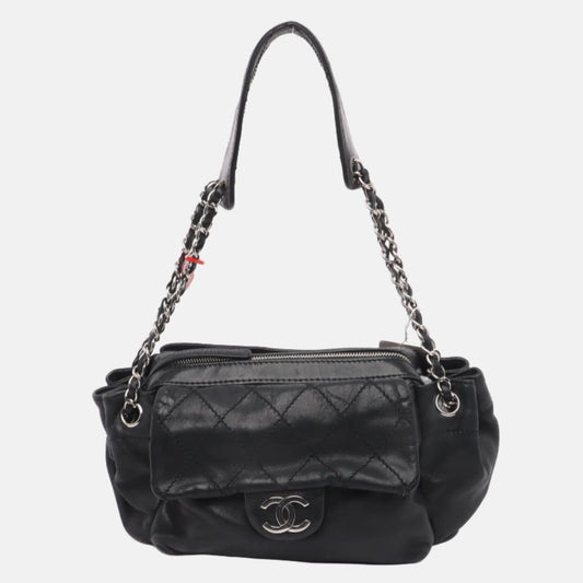 Chanel Flap Pocket Accordion Camera Bag 2005-2006 Lambskin Leather Shoulder Bag-Luxbags