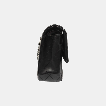 Chanel Timeless Classic Flap Medium 2014 Black Lambskin Leather Silver Hardware