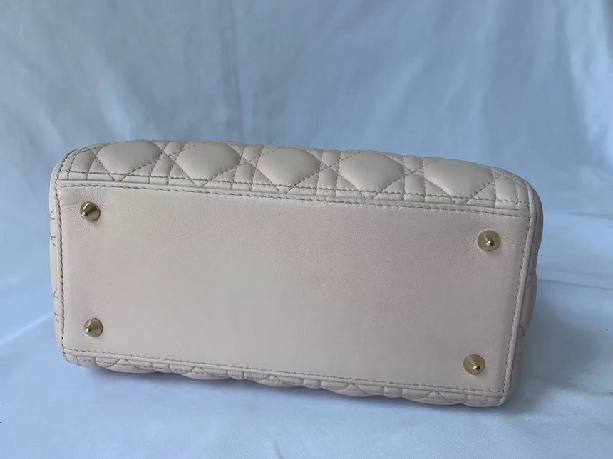 Sold Lady Dior Pink Cannage Leather Medium