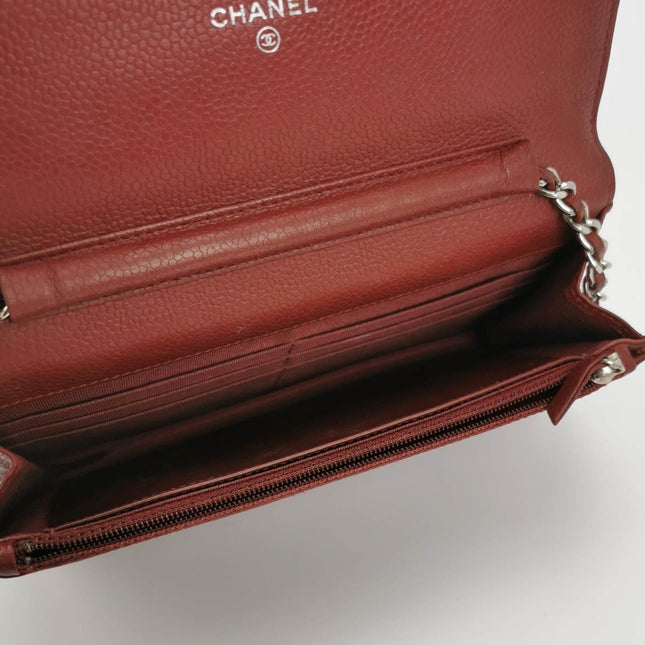 Sold Chanel Wallet on Chain Classic Flap Burgundy Caviar Leather