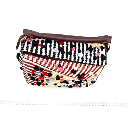 Loewe x Albers Puzzle Small Multicolor Woven Wool and Leather with Pompoms Crossbody Bag