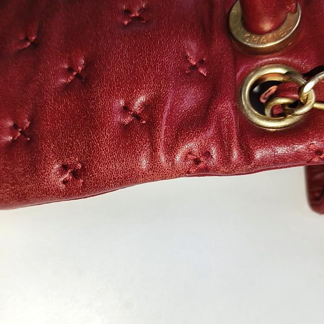Chanel Paris-Rome Cross Stitch Mini Coco Handle Red Lambskin Crossbody Bag, 2017