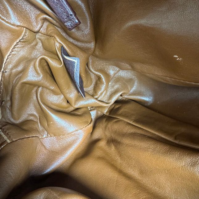 Prada Large Brown Washed Top Handle Bauletto Bag Calfksin Leather