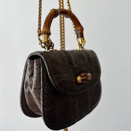 Sold Gucci Bamboo 1947 Night Mini Python Evening Bag with Chain