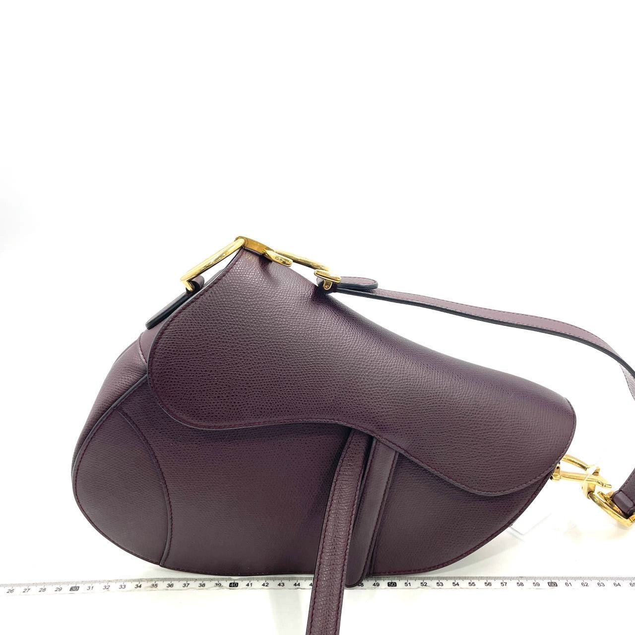 Dior Saddle Burgundy Medium Grained Leather Handbag With