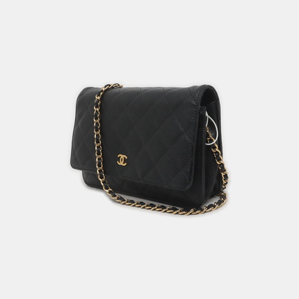Chanel Wallet on Chain Classic Flap Black Caviar Leather Gold Hardware