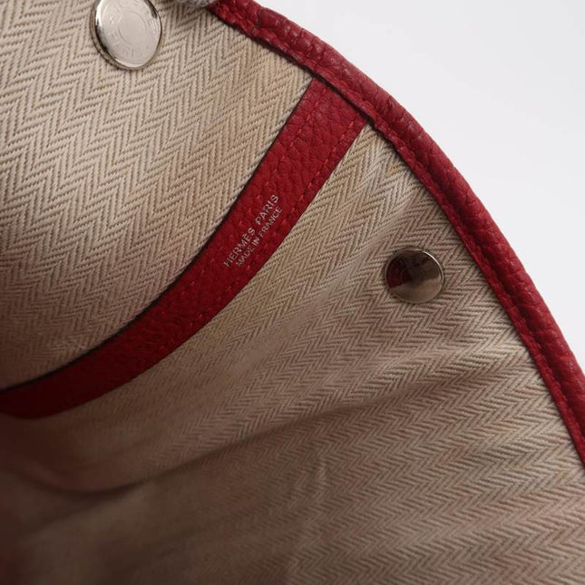 Hermes Garden Party 36 Red Calfskin Leather Handbag 2015