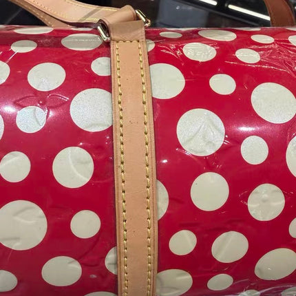 Louis Vuitton x Kusama Papillon 28 Red Polka Dots Patent Leather Handbag
