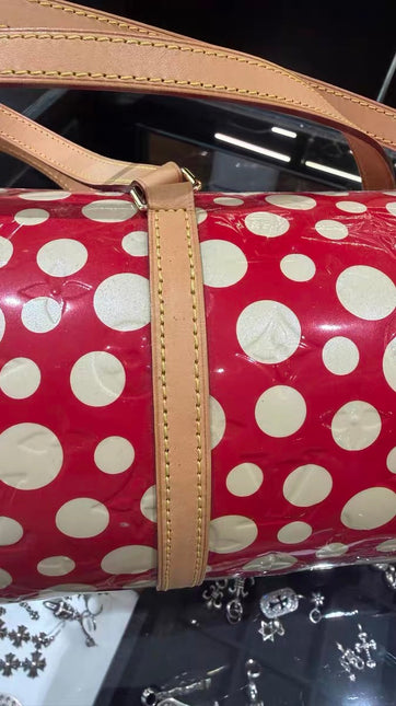 Louis Vuitton x Kusama Papillon 28 Red Polka Dots Patent Leather Handbag