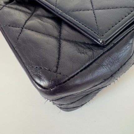 Chanel Vintage Classic Flap Mini Navy Lambskin Mega CC Logo 24k Gold HW, 1989-1991